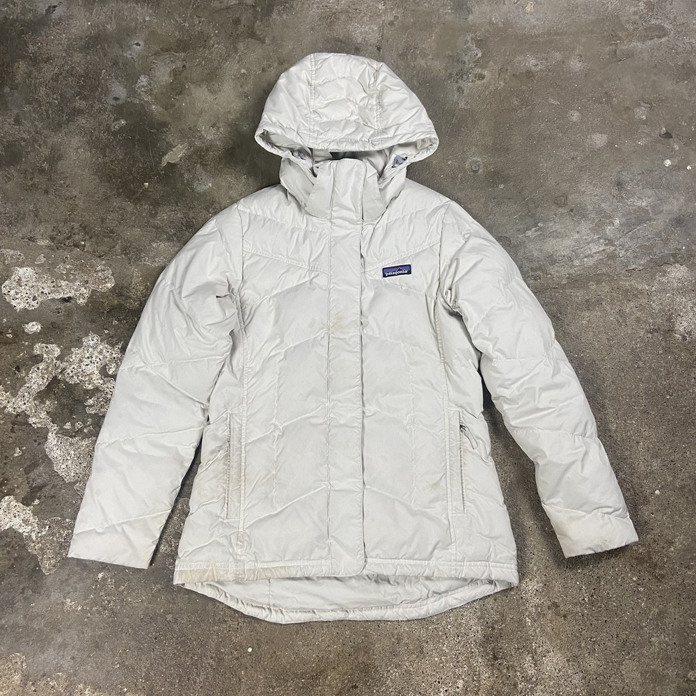Patagonia Down With It Insulated Jacket Women's Size Small White Hoodie Full Zip